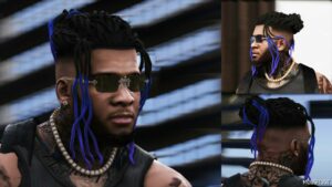 GTA 5 Player Mod: Retexture Long Dreads 4 Different Colors (Image #3)