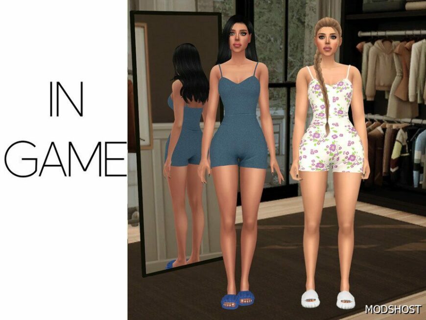 Sims 4 Teen Clothes Mod: Alina – Pajama Romper (Featured)