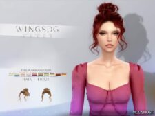 Sims 4 Female Hair Mod: Wings EF0522 Curled Bangs and Buns (Featured)