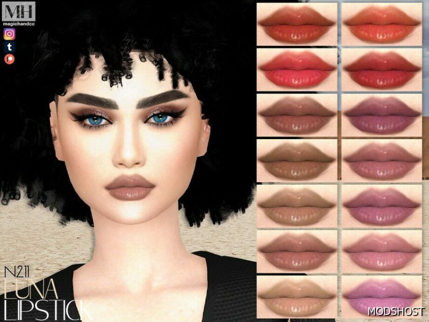 Sims 4 Lipstick Makeup Mod: Luna Lipstick N211 (Featured)