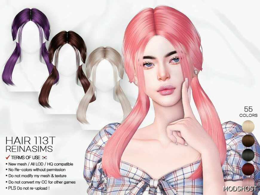 Sims 4 Female Mod: Reina TS4 Hair 113T (Featured)