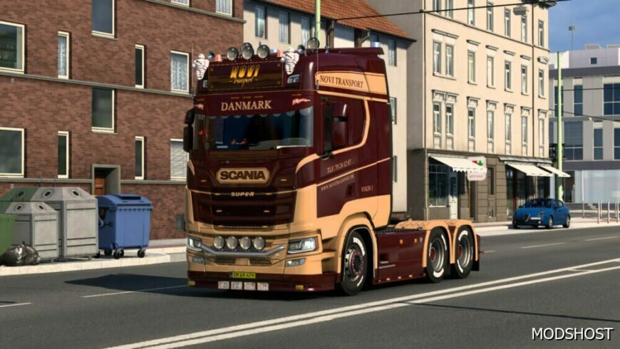 ETS2 Scania Mod: 2016 R_S Bordeaux Red & Beige (Truck Skin Only) (Featured)