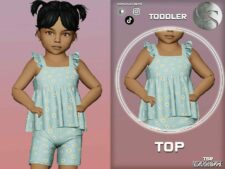 Sims 4 Female Clothes Mod: Toddler SET 433 – TOP + Shorts (Featured)