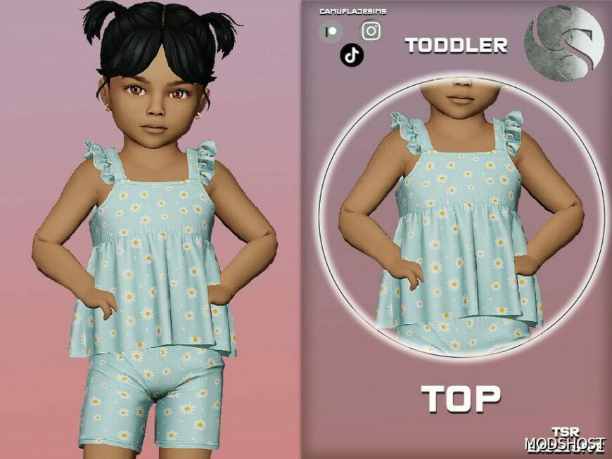 Sims 4 Female Clothes Mod: Toddler SET 433 – TOP + Shorts (Featured)