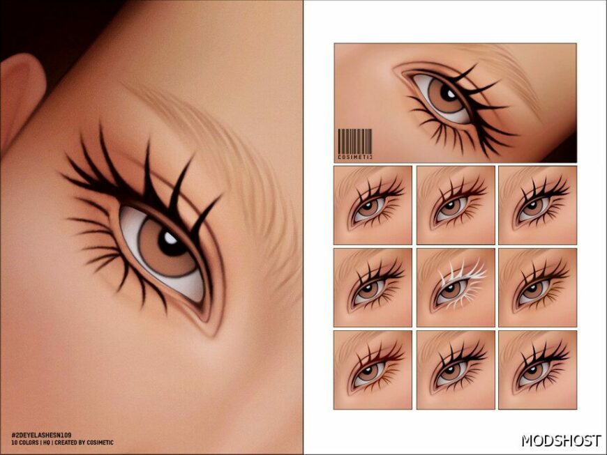 Sims 4 Female Makeup Mod: Maxis Match 2D Eyelashes N109 (Featured)