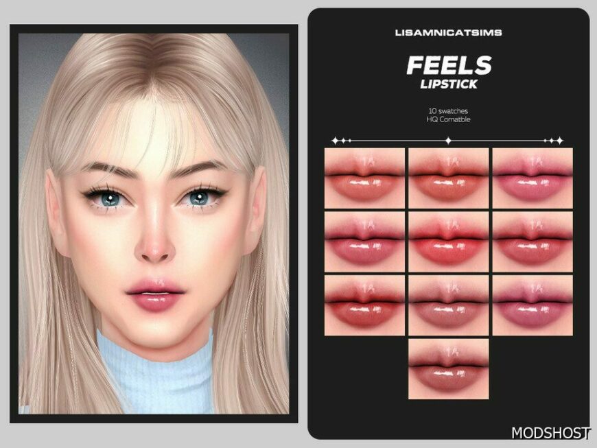 Sims 4 Female Makeup Mod: Feels Lipstick (Featured)