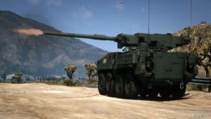 GTA 5 Military Vehicle Mod: M1128 Stryker Mobile GUN System Add-On | Vehfuncs V (Image #5)