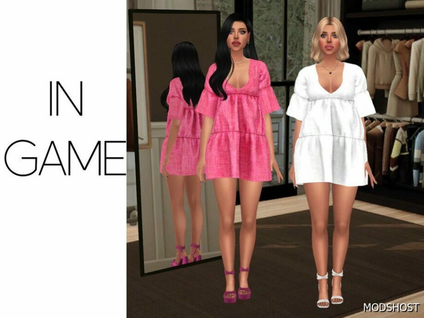 Sims 4 Elder Clothing Mod: Juliette – Ruffle Dress (Featured)