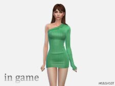 Sims 4 Everyday Clothes Mod: ONE Sleeve Collar Mini Dress (Featured)