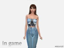 Sims 4 Everyday Clothes Mod: Floral Print Tube TOP (Image #2)