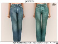 Sims 4 Teen Clothes Mod: High Waist Bootcut Jean (Image #2)