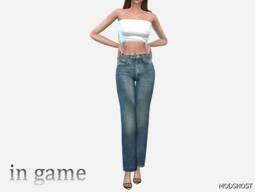 Sims 4 Teen Clothes Mod: High Waist Bootcut Jean (Featured)