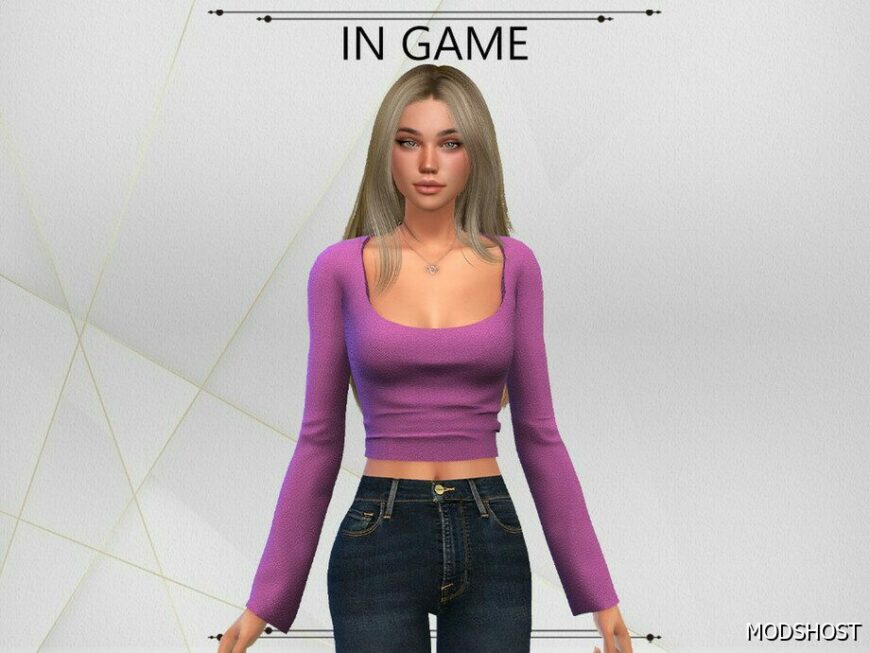 Sims 4 Female Clothes Mod: Sylvia TOP (Featured)