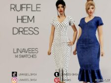 Sims 4 Dress Clothes Mod: Elsie – Ruffle HEM Dress (Image #2)