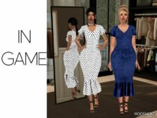 Sims 4 Dress Clothes Mod: Elsie – Ruffle HEM Dress (Featured)