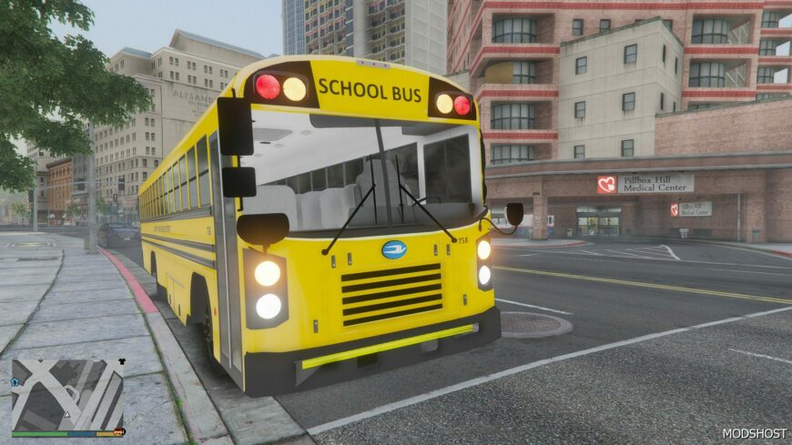 GTA 5 Vehicle Mod: 2016 Bluebird School Bus Flat Nose Addon (Featured)