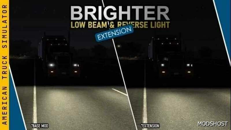 ATS Headlights Part Mod: Brighter LOW Beam Headlights and Reversing Lights 1.50 (Featured)