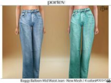 Sims 4 Elder Clothes Mod: Baggy Balloon MID Waist Jeans (Image #2)