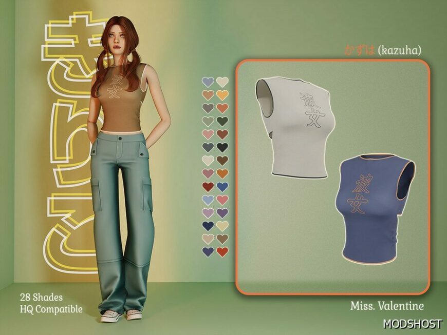 Sims 4 Female Clothes Mod: Kazuha TOP (Featured)