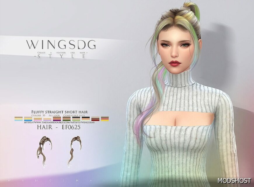 Sims 4 Hair Mod: Wings Ef0622 Unilateral High Ponytail (Featured)