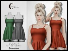 Sims 4 Female Clothes Mod: Strappy Dress D-286 (Image #2)