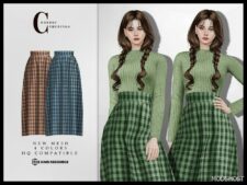 Sims 4 Female Clothes Mod: Long Skirt B-100 (Image #2)