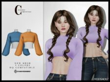 Sims 4 Female Clothes Mod: Long Sleeve Blouse T-629 (Image #2)