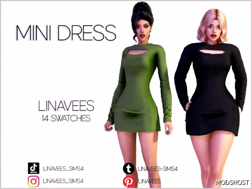 Sims 4 Teen Clothes Mod: Sara – Mini Dress (Featured)