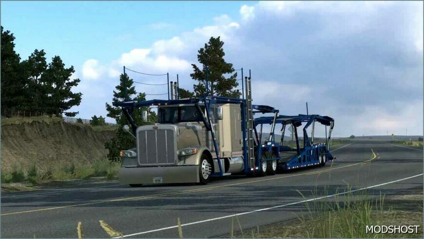 ATS Peterbilt Mod: 389 Car Hauler Truck V1.2 1.50 (Featured)