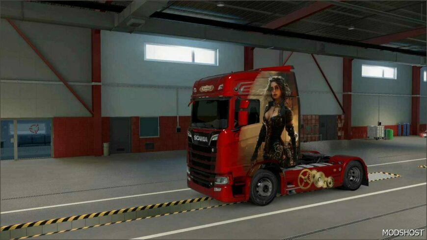 ETS2 Scania Skin Mod: Steampunk Girl for Scania Nextgen S 1.50 (Featured)