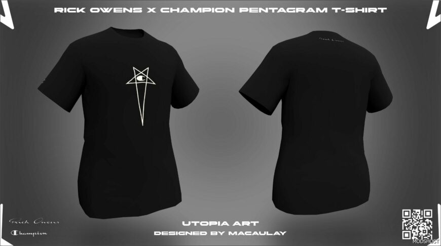 GTA 5 Player Mod: Rick Owens X Champion Pentagram T-Shirt | MP Male (Featured)