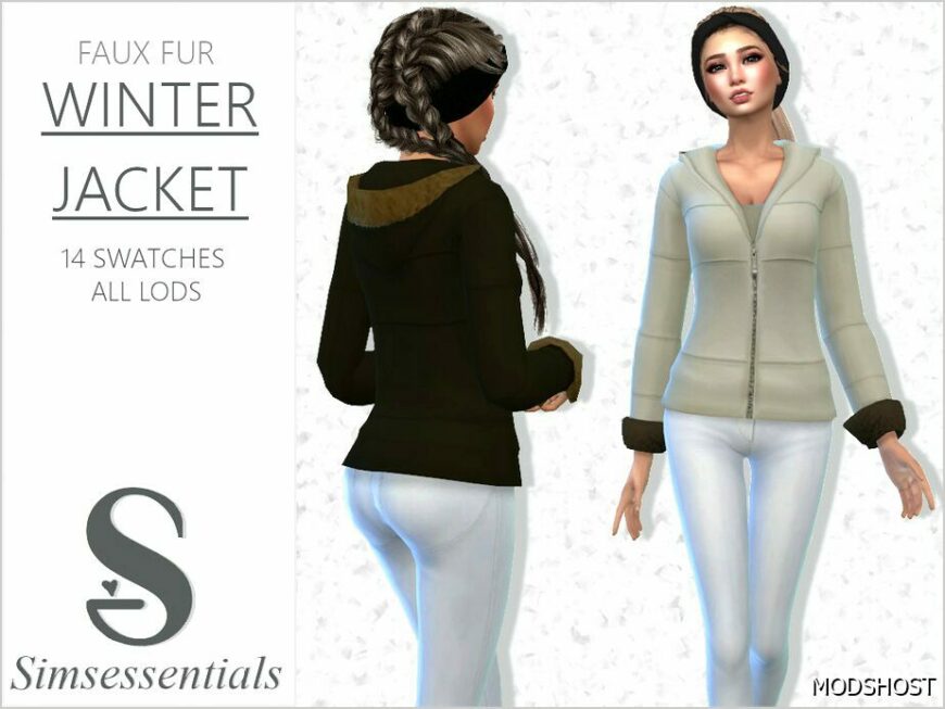 Sims 4 Elder Clothes Mod: Faux FUR Winter Jacket (Featured)