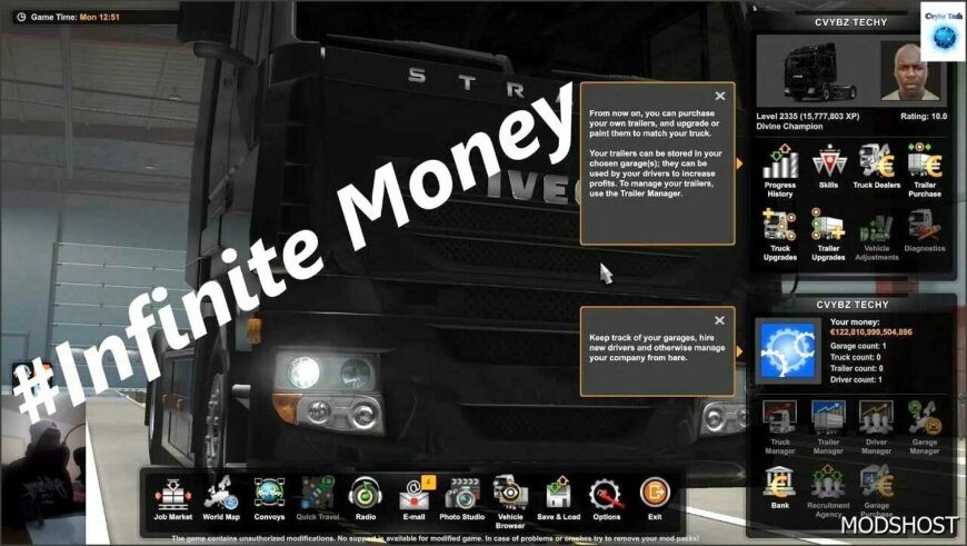 ETS2 Save Mod: Infinity Money and XP 1.50 (Featured)