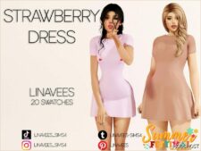 Sims 4 Everyday Clothes Mod: Sutton – Strawberry Dress (Image #2)