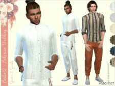 Sims 4 Everyday Clothes Mod: Bohemian Wedding – Groom Shirt (Featured)