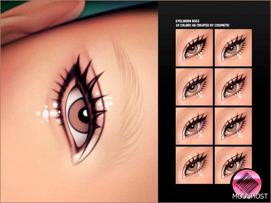 Sims 4 Eyeliner Makeup Mod: with 2D Eyelashes N353 (Featured)