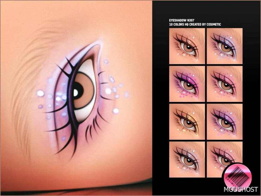 Sims 4 Female Makeup Mod: Glitter Eyeshadow N307 (Featured)