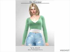 Sims 4 Female Clothes Mod: Blouse and Crop TOP T-642 (Featured)