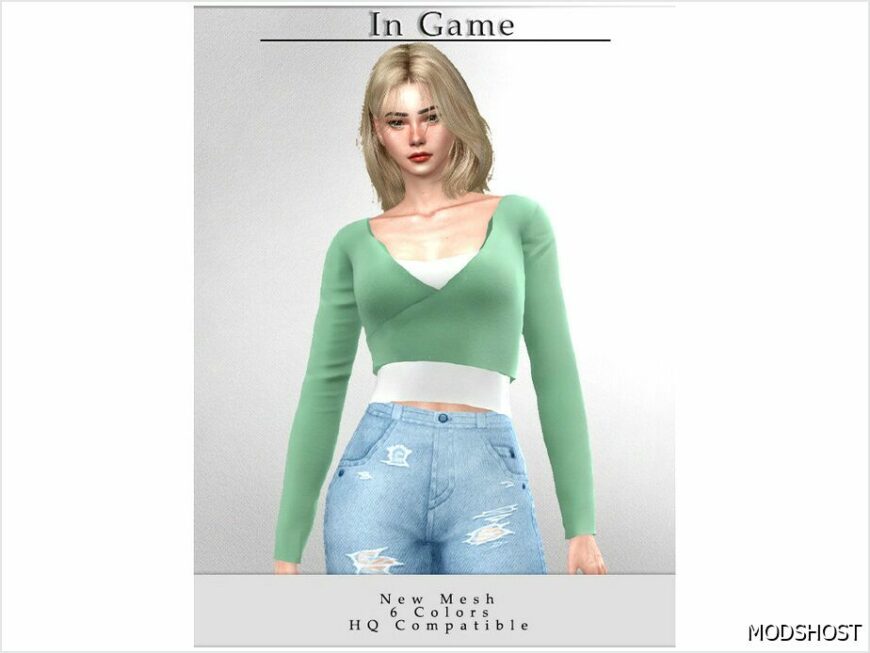 Sims 4 Female Clothes Mod: Blouse and Crop TOP T-642 (Featured)