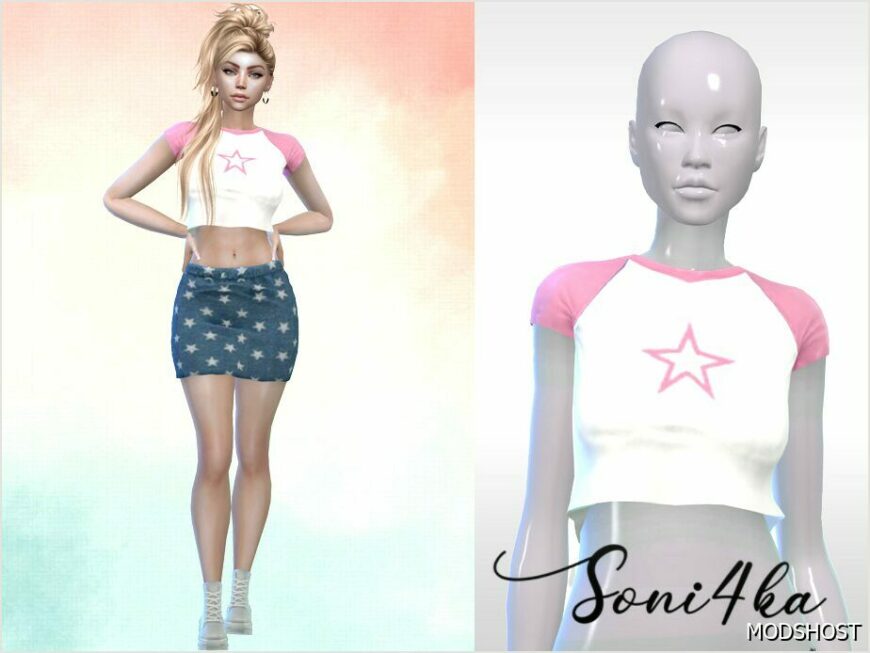 Sims 4 Clothes Mod: Star Crop TOP (Featured)