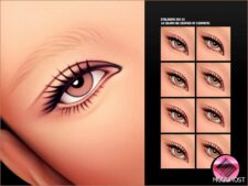 Sims 4 Eyeliner Makeup Mod: Basic Eyeliner with 2D Eyelashes N355 V2 (Featured)