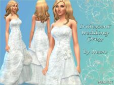 Sims 4 Dress Clothes Mod: Iridescent Wedding Dress (Featured)