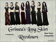 Sims 4 Bottoms Clothes Mod: Base Game Long Skirt Goth Recolours (Featured)