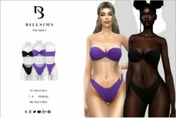 Sims 4 Teen Clothes Mod: RIB Knot-Front Bandeau Bikini (Featured)