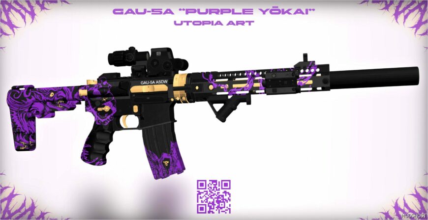 GTA 5 Weapon Mod: GAU 5A “Purple Yokai” CR | Utopia ART (Featured)