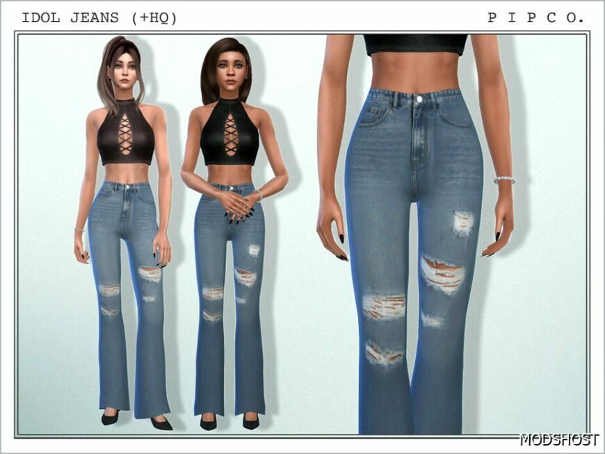 Sims 4 Bottoms Clothes Mod: Idol Jeans (Bootcut). (Featured)