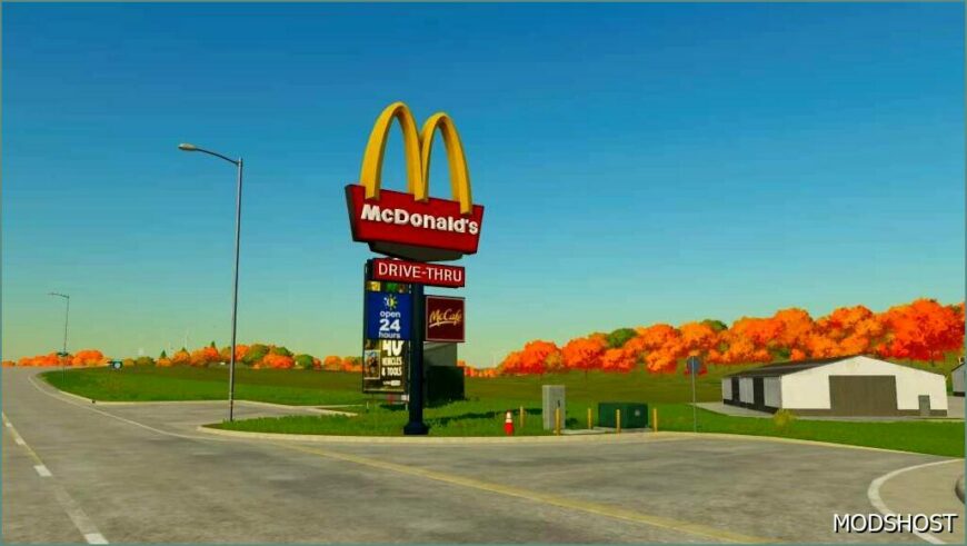 FS22 Placeable Mod: Mcdonald’s Drive-Thru Sign (Featured)