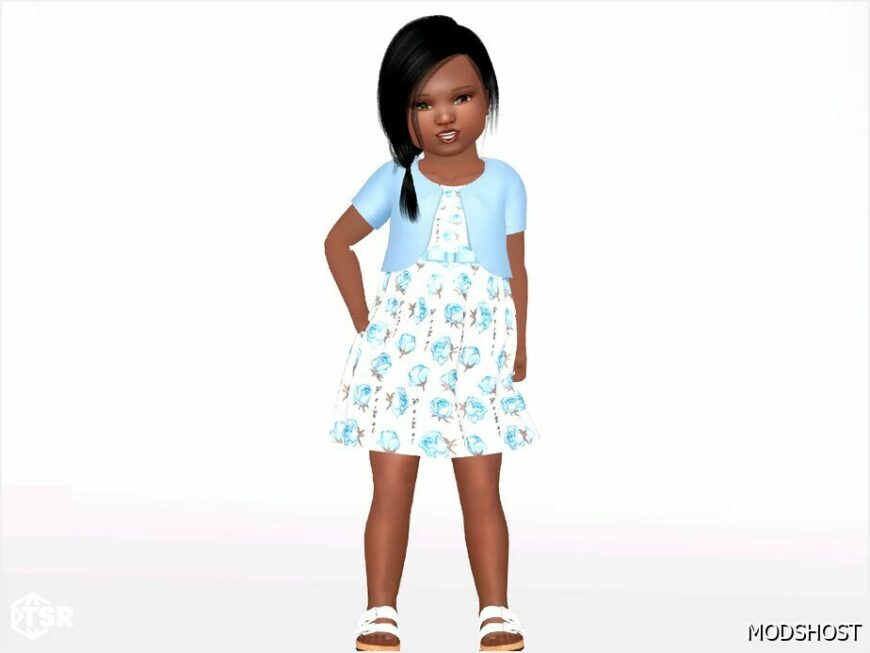 Sims 4 Kid Clothes Mod: Kiara – Blazer and Floral Dress (Featured)