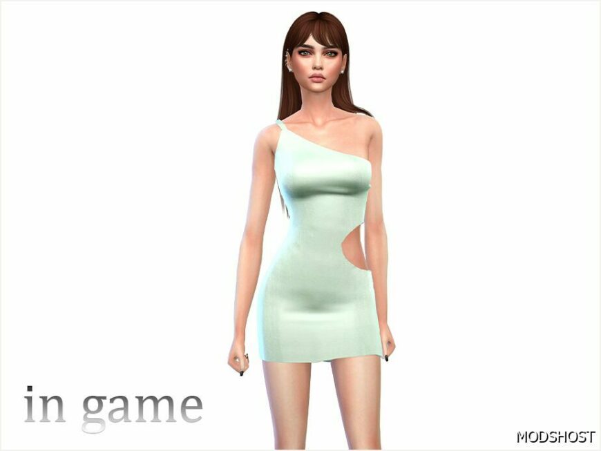 Sims 4 Everyday Clothes Mod: CUT OUT Stretch Asymmetric Dress (Featured)