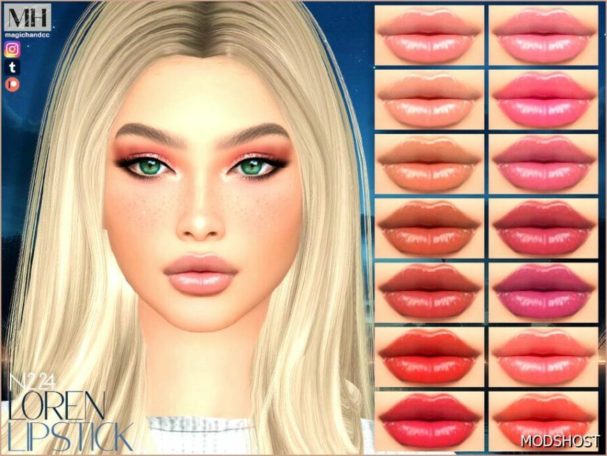 Sims 4 Female Makeup Mod: Loren Lipstick N224 (Featured)